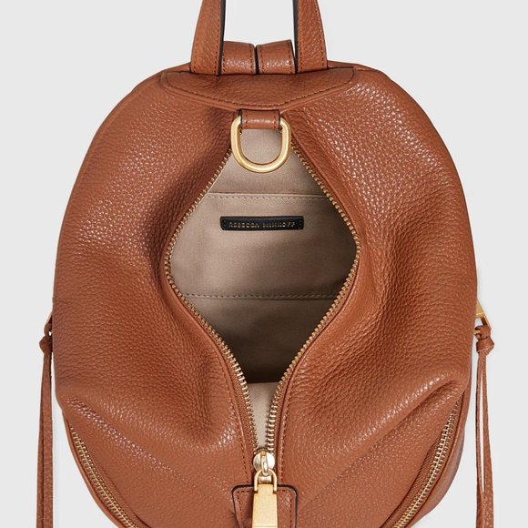 NWT Rebecca Minkoff Julian Medium Backpack Caramello Brown AUTHENTIC - Picture 11 of 13
